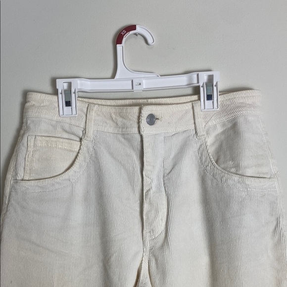 Maeve Anthropologie Corduroy Curved Cream Ivory White High Waisted Pants 27 - Picture 3 of 10